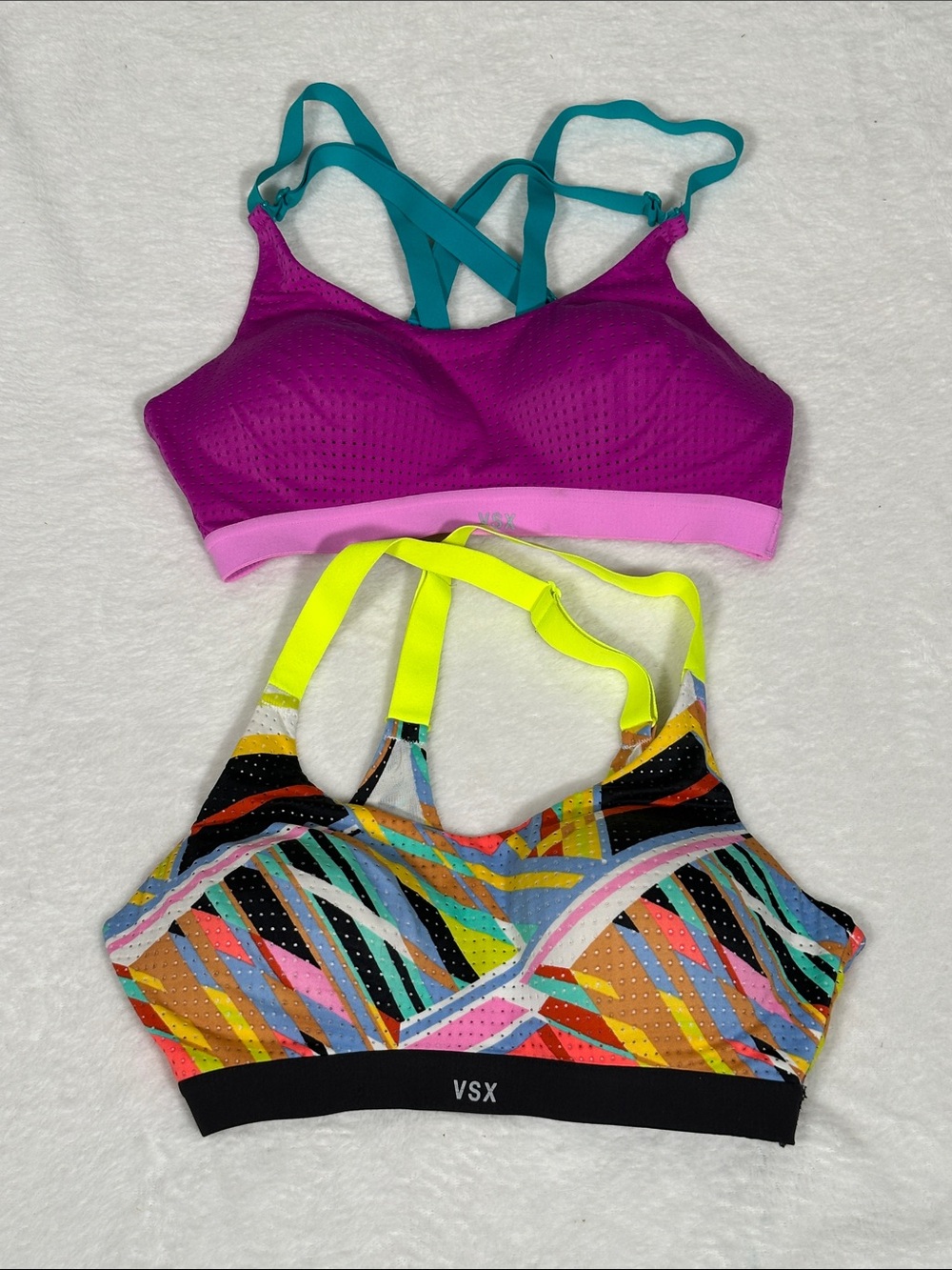 Victoria's Secret Women's Magenta & Neon Multicolor Sport Swim Tops - Pack of 2